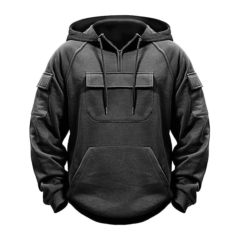 Men's Solid Color Loose Multi-pocket Outdoor Casual Hoodie 06419596Z sold by Manly product image thumbnail 2