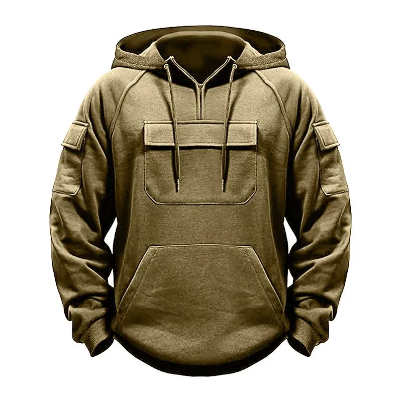 Men's Solid Color Loose Multi-pocket Outdoor Casual Hoodie 06419596Z sold by Manly product image thumbnail 5