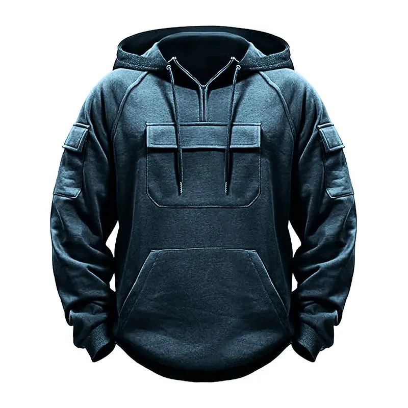 Men's Solid Color Loose Multi-pocket Outdoor Casual Hoodie 06419596Z sold by Manly product image thumbnail 4