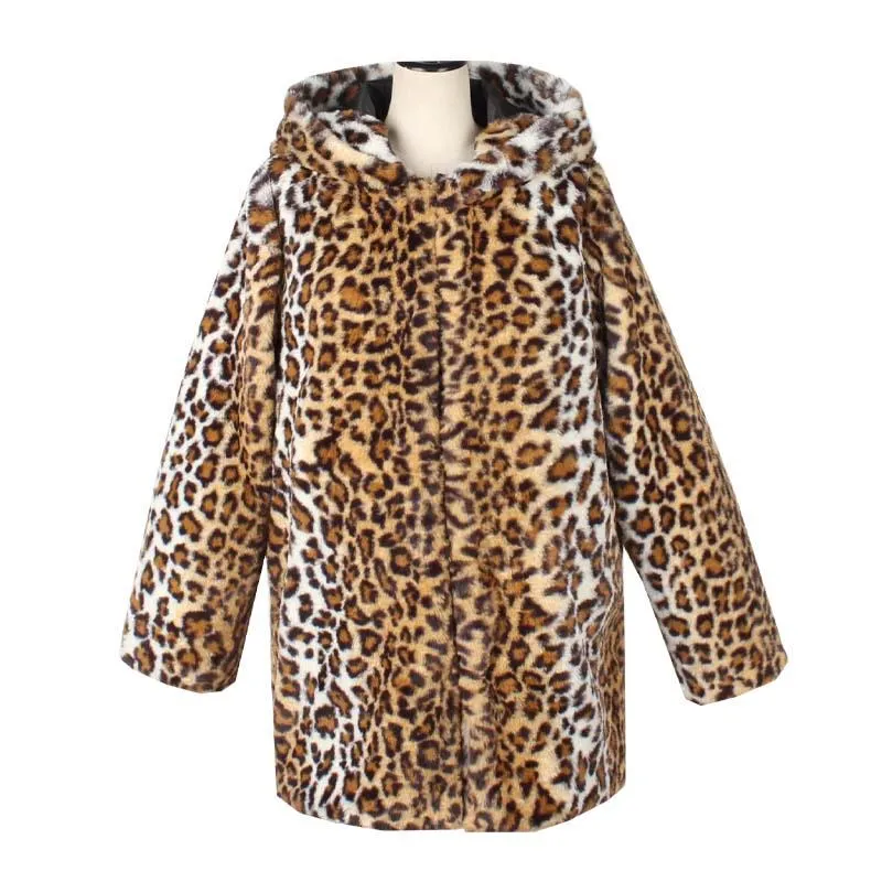Men's Classic Casual Leopard Print Hooded Plush Faux Fur Coat 90965761K sold by Manly product image thumbnail 5