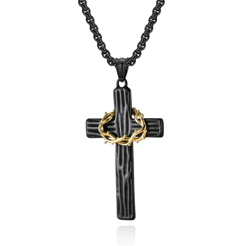 Vintage Casual Thorn Wreath Cross Necklace 26077700TO sold by Manly