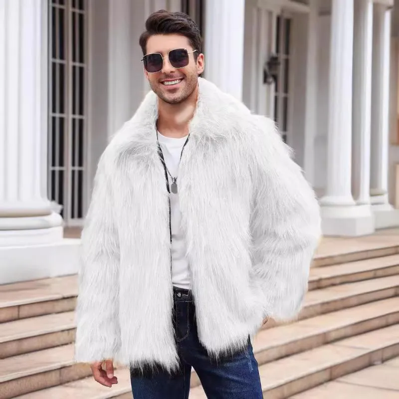 Men's Classic Casual Lapel Short Loose Faux Fur Warm Coat 38913113K sold by Manly product image thumbnail 4