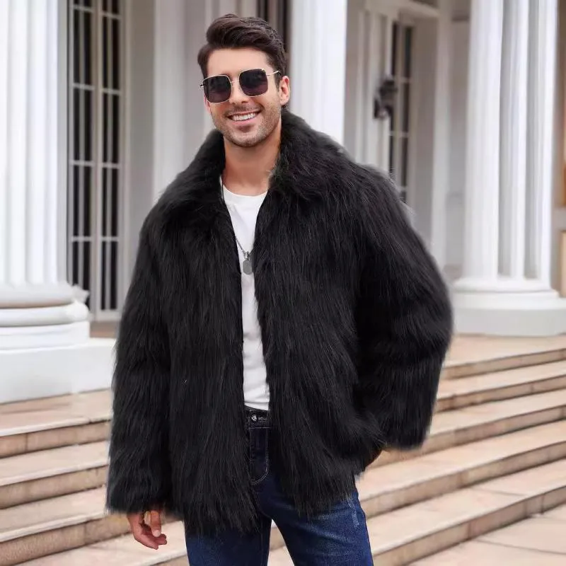 Men's Classic Casual Lapel Short Loose Faux Fur Warm Coat 38913113K sold by Manly product image thumbnail 3