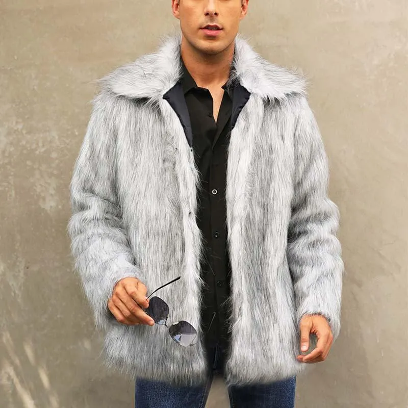 Men's Classic Casual Lapel Short Loose Faux Fur Warm Coat 38913113K sold by Manly product image thumbnail 5