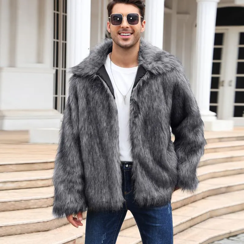 Men's Classic Casual Lapel Short Loose Faux Fur Warm Coat 38913113K sold by Manly product image thumbnail 2