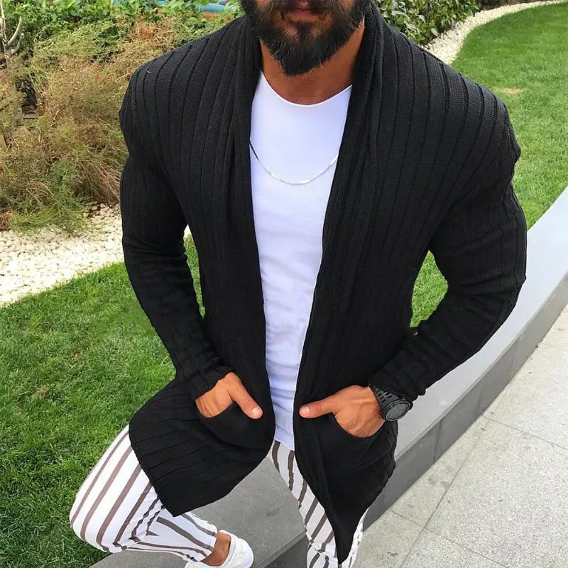 Men's Retro Casual Solid Color Striped Knit Cardigan 39949340TO sold by Manly product image thumbnail 4