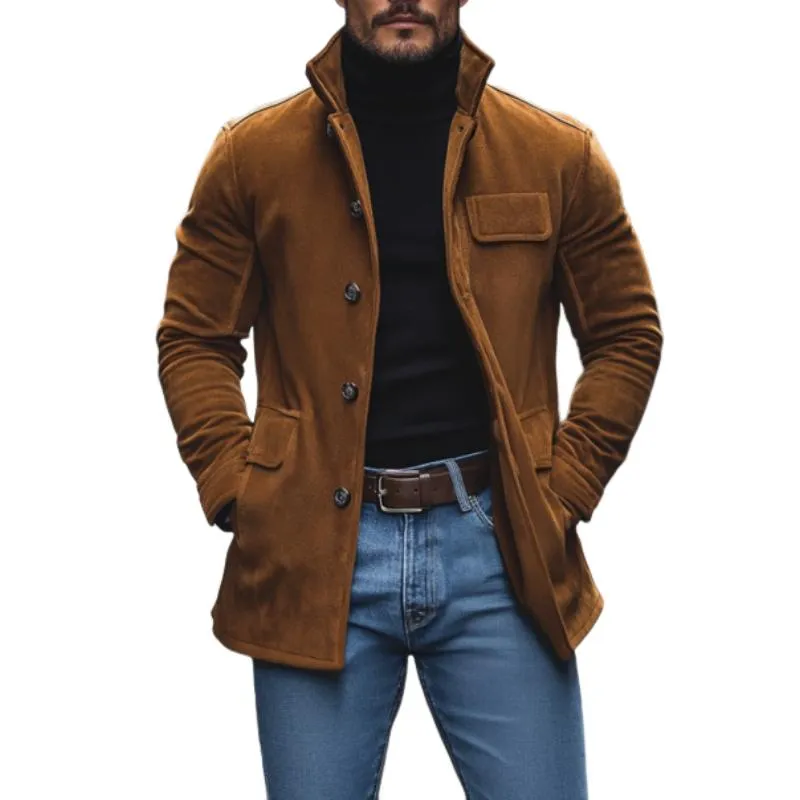 Men's Vintage Lapel Suede Single Breasted Short Coat 49639529M sold by Manly
