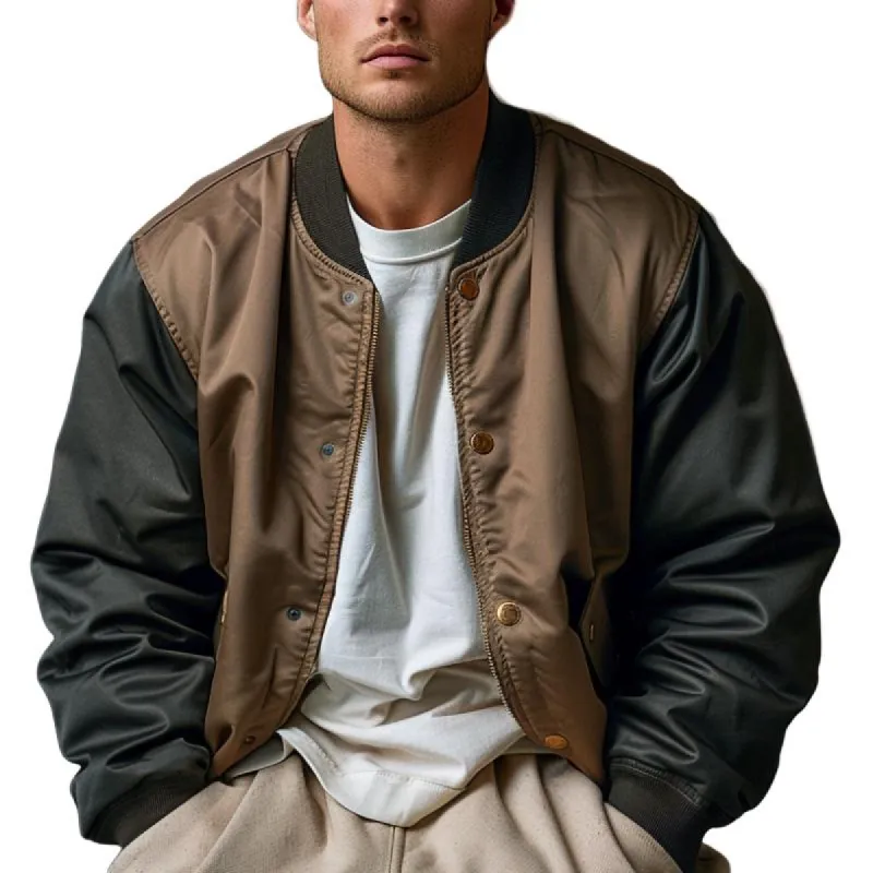 Men's Loose Retro Casual Baseball Jacket 53717593F sold by Manly