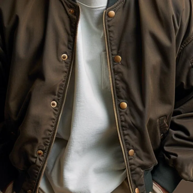 Men's Retro Loose Casual Baseball Jacket 46165515F sold by Manly product image thumbnail 3