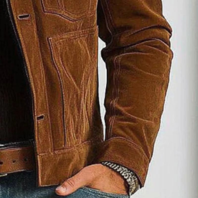 Men's Vintage Casual Suede Jacket 92543819F sold by Manly product image thumbnail 3