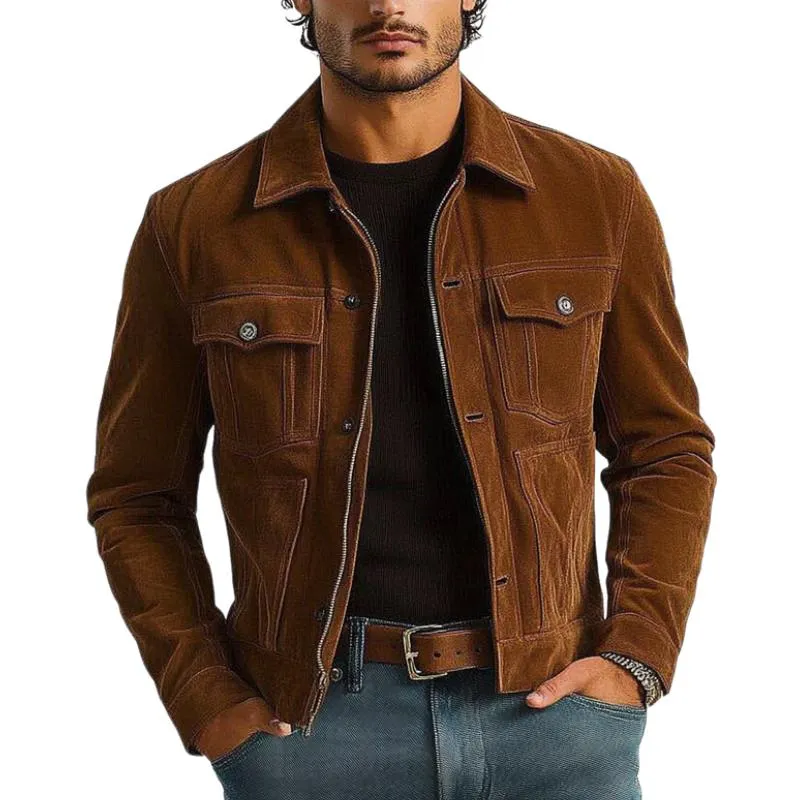 Men's Vintage Casual Suede Jacket 92543819F sold by Manly