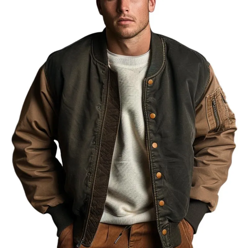 Men's Retro Casual Baseball Jacket 24785293F sold by Manly