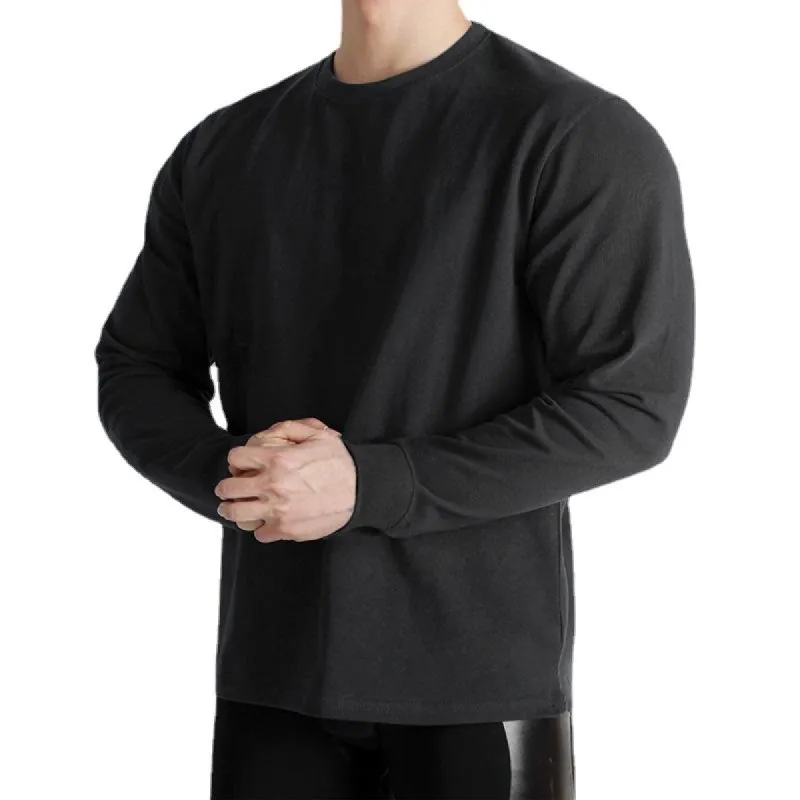 Men's Retro Casual Solid Color Round Neck Sweater Long Sleeve T-shirt 98709800TO sold by Manly