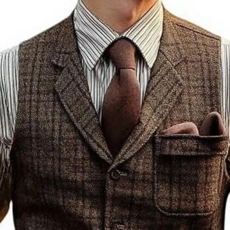 Men's Retro Lapel Check Vest 45795218U sold by Manly product image thumbnail 3