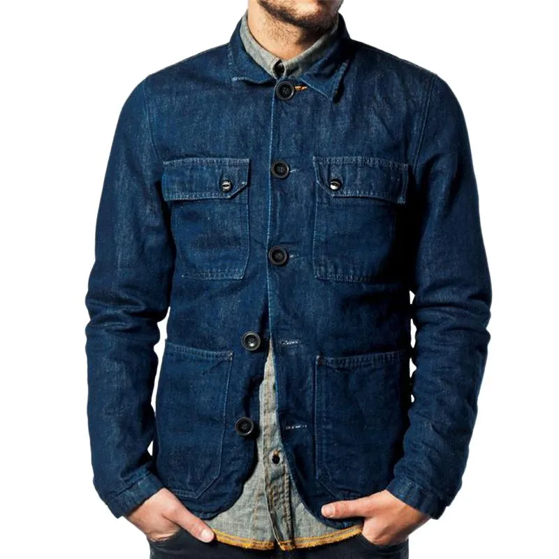 Men's Vintage Dark Blue Denim Jacket 57378867U sold by Manly