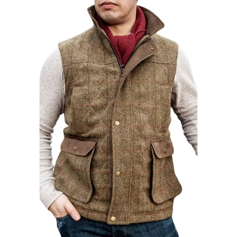 Men's Vintage Herringbone Stand Collar Vest 80471975U sold by Manly