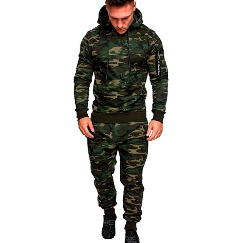 Men's Camouflage Casual Hoodie and Pants Set 61825146U sold by Manly
