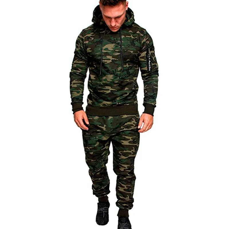 Men's Camouflage Casual Hoodie and Pants Set 61825146U sold by Manly