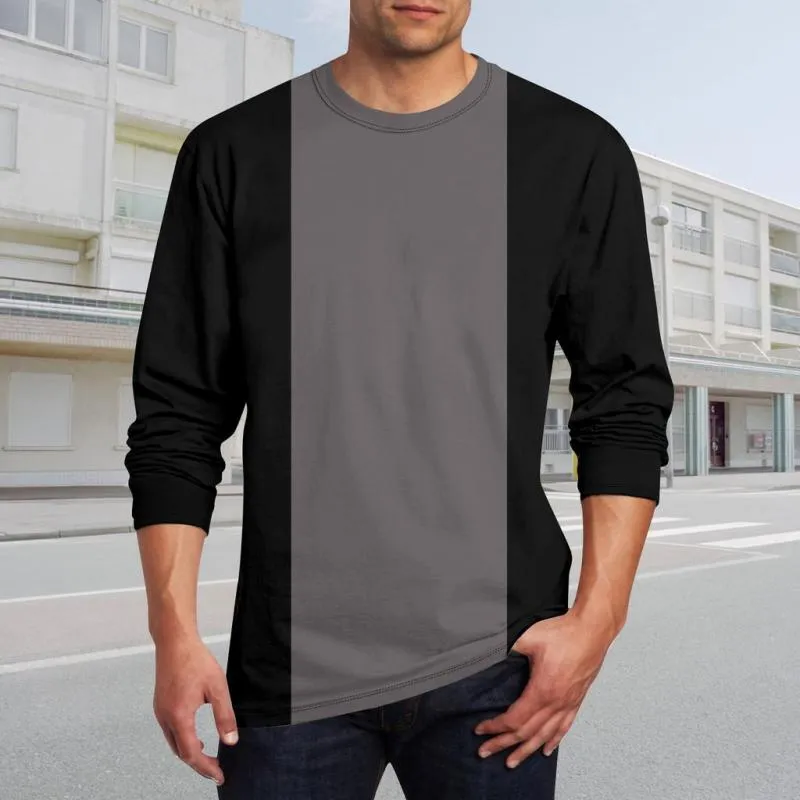 Men's Casual Colorblock Round Neck Long Sleeve T-Shirt 79752904Y sold by Manly product image thumbnail 4