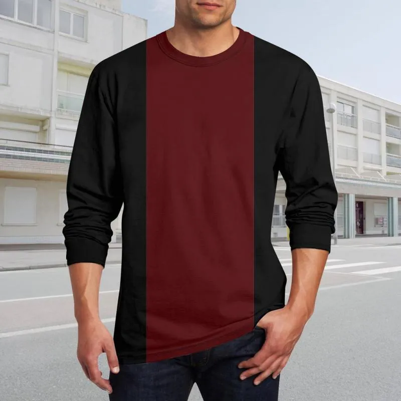 Men's Casual Colorblock Round Neck Long Sleeve T-Shirt 79752904Y sold by Manly product image thumbnail 2