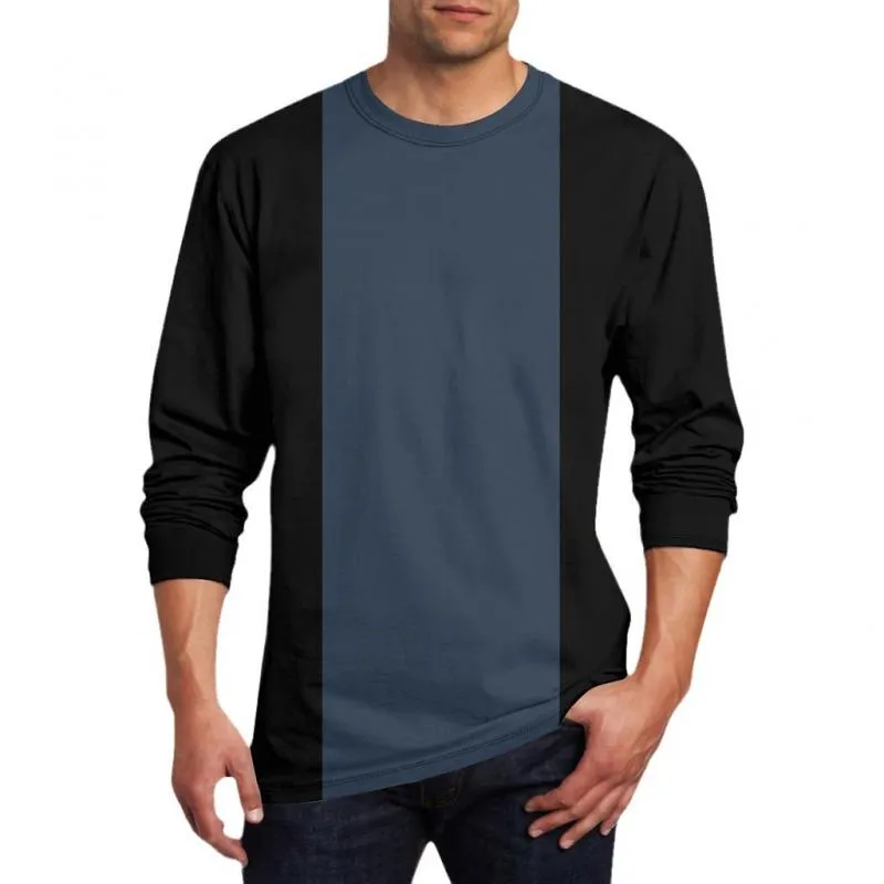 Men's Casual Colorblock Round Neck Long Sleeve T-Shirt 79752904Y sold by Manly