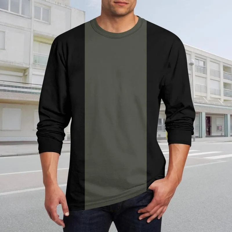 Men's Casual Colorblock Round Neck Long Sleeve T-Shirt 79752904Y sold by Manly product image thumbnail 5