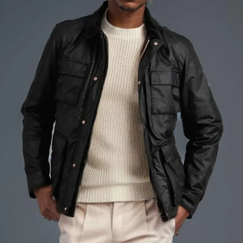 Men's Vintage Casual Multi-Pocket Solid Zipper Jacket 76621936TO sold by Manly product image thumbnail 3