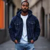 Men's Vintage Washed Distressed Hooded Multi-pocket Zipper Bomber Jacket 82336481M sold by Manly