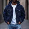 Men's Vintage Washed Distressed Hooded Multi-pocket Zipper Bomber Jacket 82336481M sold by Manly