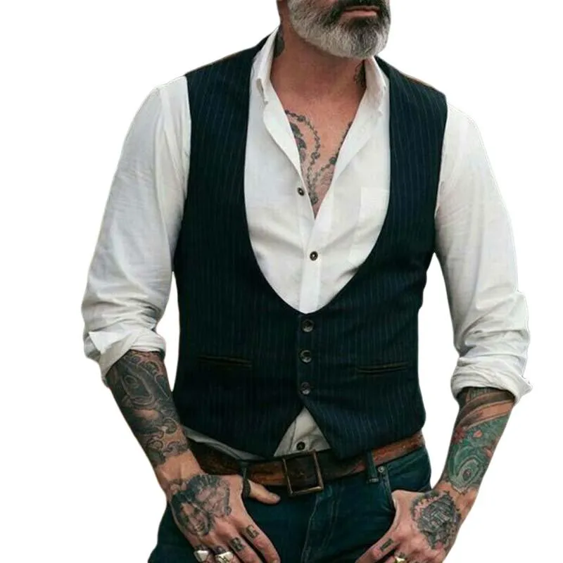 Men's Retro Classic Casual Slim Fit Button Pocket Vest 94197697K sold by Manly