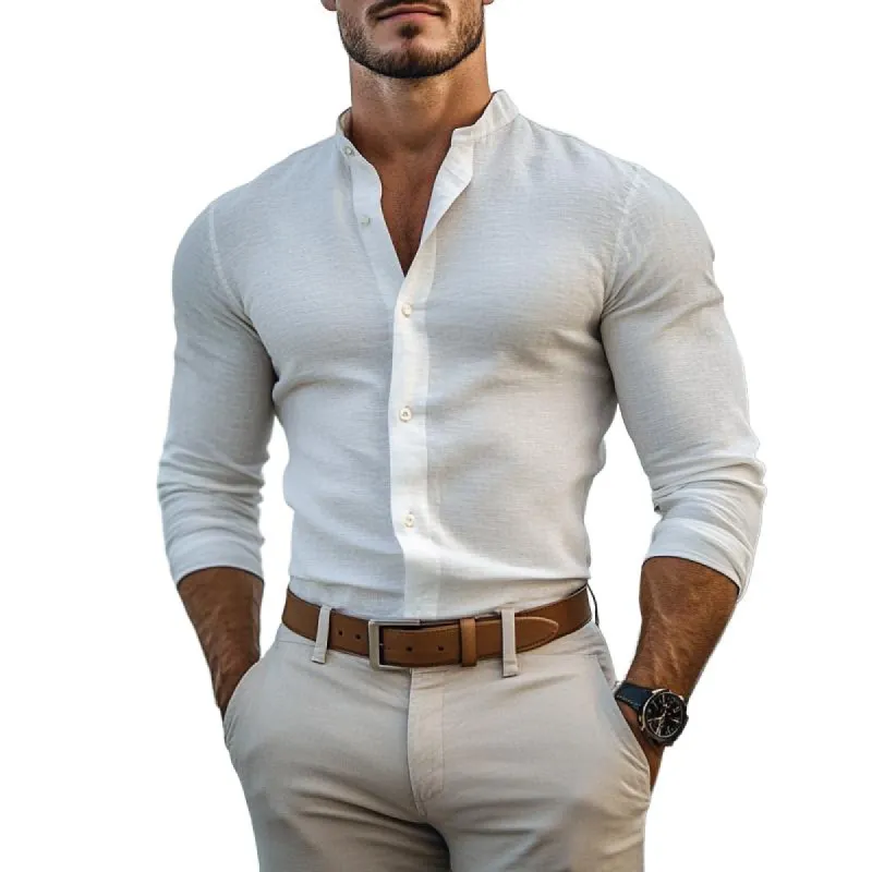 Men's Classic Casual Button-Down Crew Neck Slim Fit Shirt 46340692K sold by Manly