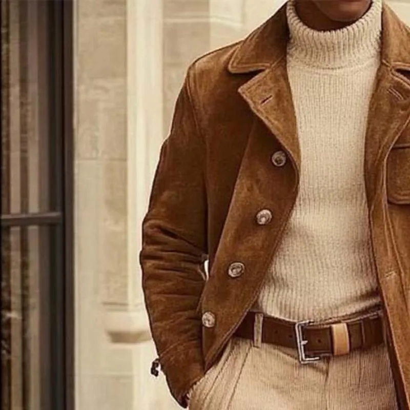 Men's Vintage Classic Casual Button Pocket Suede Jacket 06598656K sold by Manly product image thumbnail 3