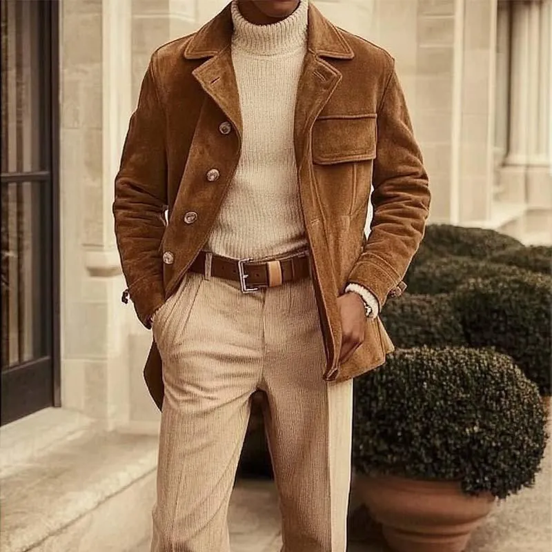 Men's Vintage Classic Casual Button Pocket Suede Jacket 06598656K sold by Manly product image thumbnail 2