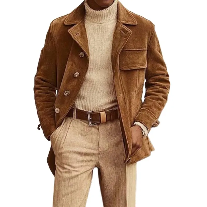 Men's Vintage Classic Casual Button Pocket Suede Jacket 06598656K sold by Manly
