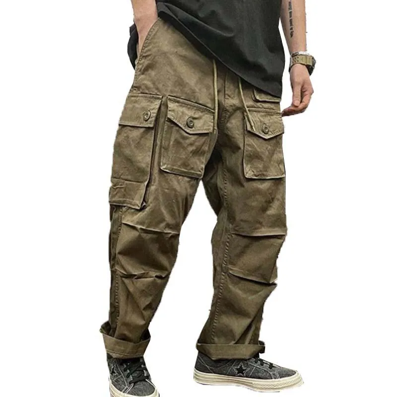 Men's Classic Casual Loose Elastic Waist Multi-Pocket Overalls 88279165K sold by Manly