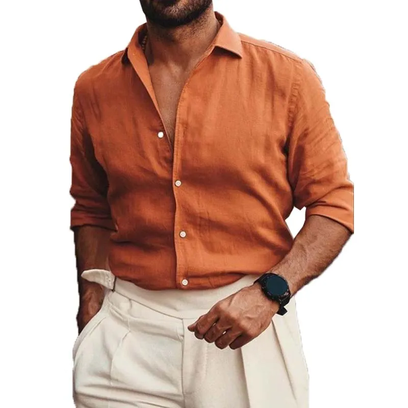 Men's Classic Casual Comfortable Cotton And Linen Shirt 65457251K sold by Manly