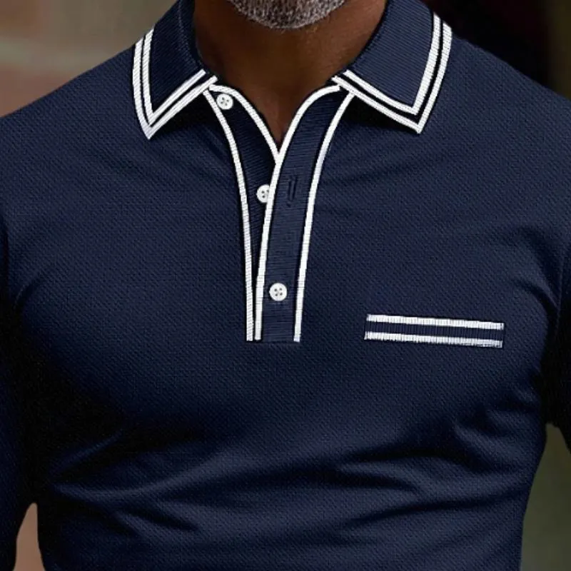 Men's Casual Pique Cotton Lapel Contrast Color Long Sleeve Polo Shirt 49197937M sold by Manly product image thumbnail 3