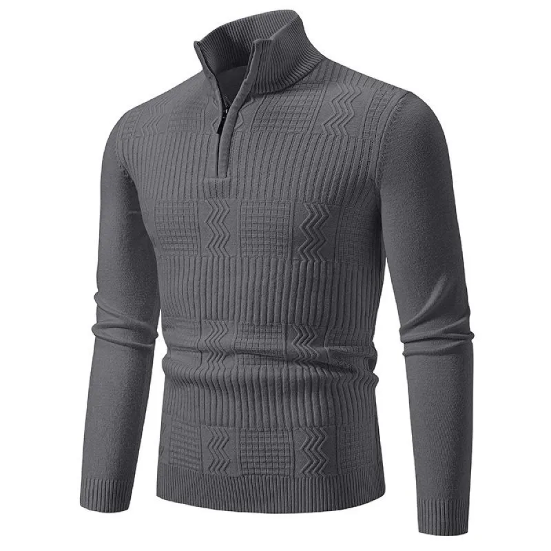 Men's Casual Warm Slim Fit Stand Collar Pullover Sweater　18888075F sold by Manly