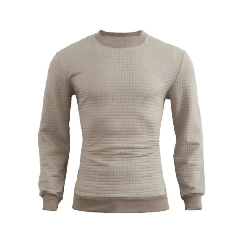 Men's Casual Crew Neck Waffle Sweater　24109627F sold by Manly