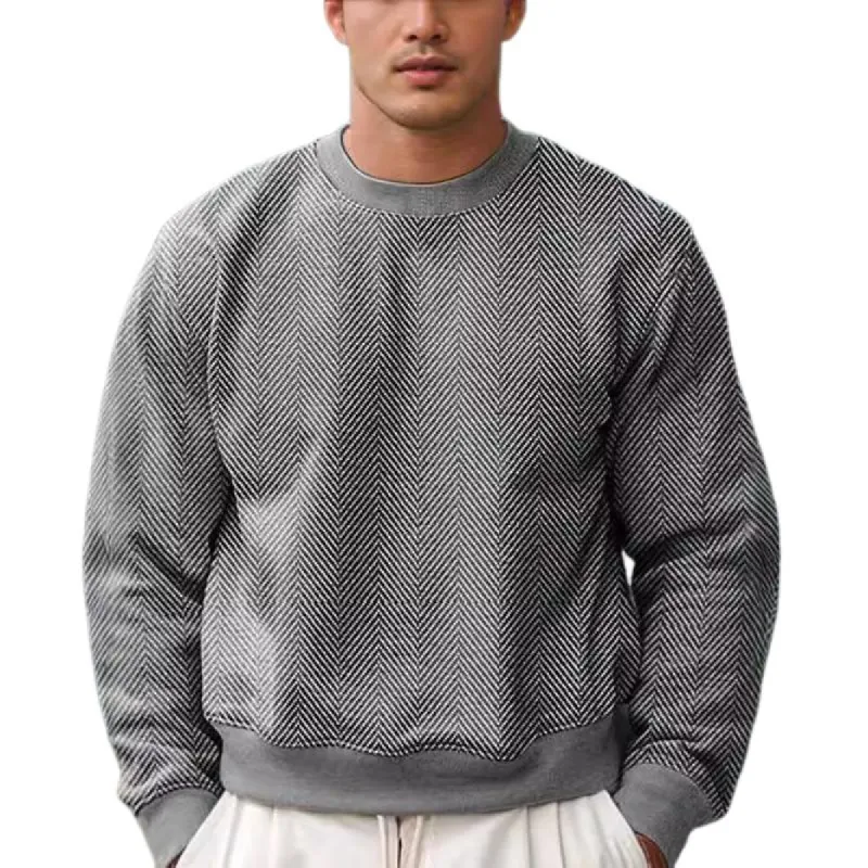 Men's Casual Loose Round Neck Twill Sports Sweatshirt　17848967F sold by Manly