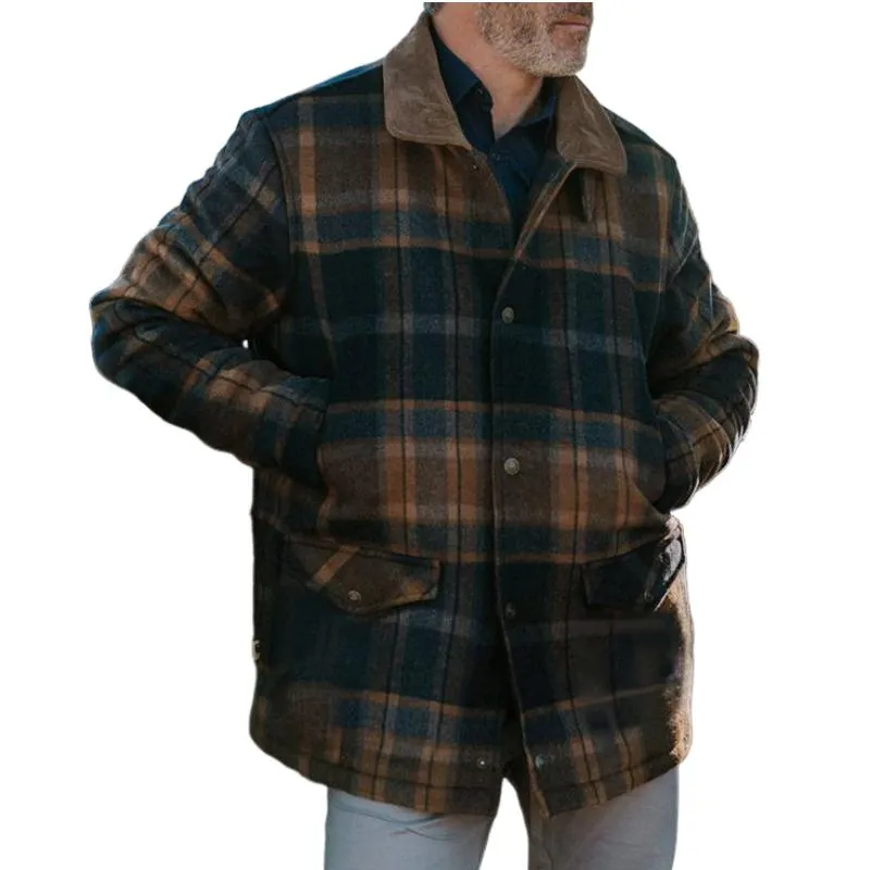 Men's Loose Lapel Plaid Jacket 88494855F sold by Manly