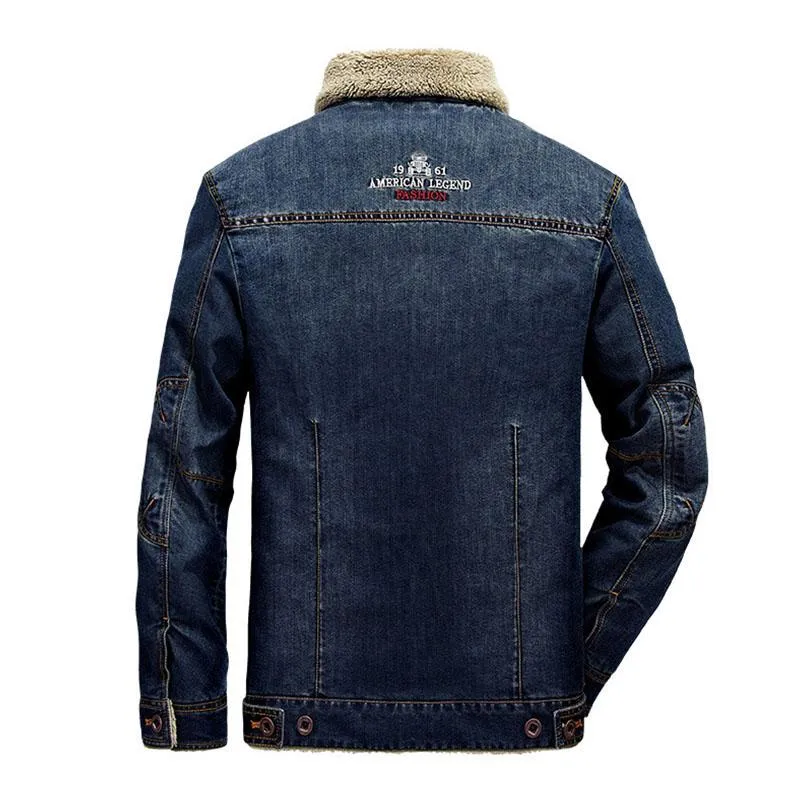 Men's Casual Lapel Slim Fit Fleece Warm Denim Jacket 87776412M sold by Manly product image thumbnail 5