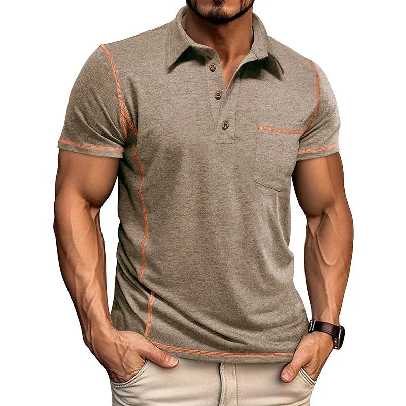 Men's Casual Contrast Lapel Slim Fit Short Sleeve Polo Shirt 79115019M sold by Manly product image thumbnail 2