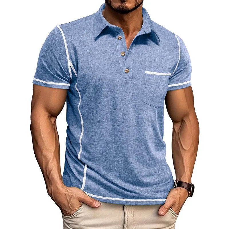 Men's Casual Contrast Lapel Slim Fit Short Sleeve Polo Shirt 79115019M sold by Manly product image thumbnail 5