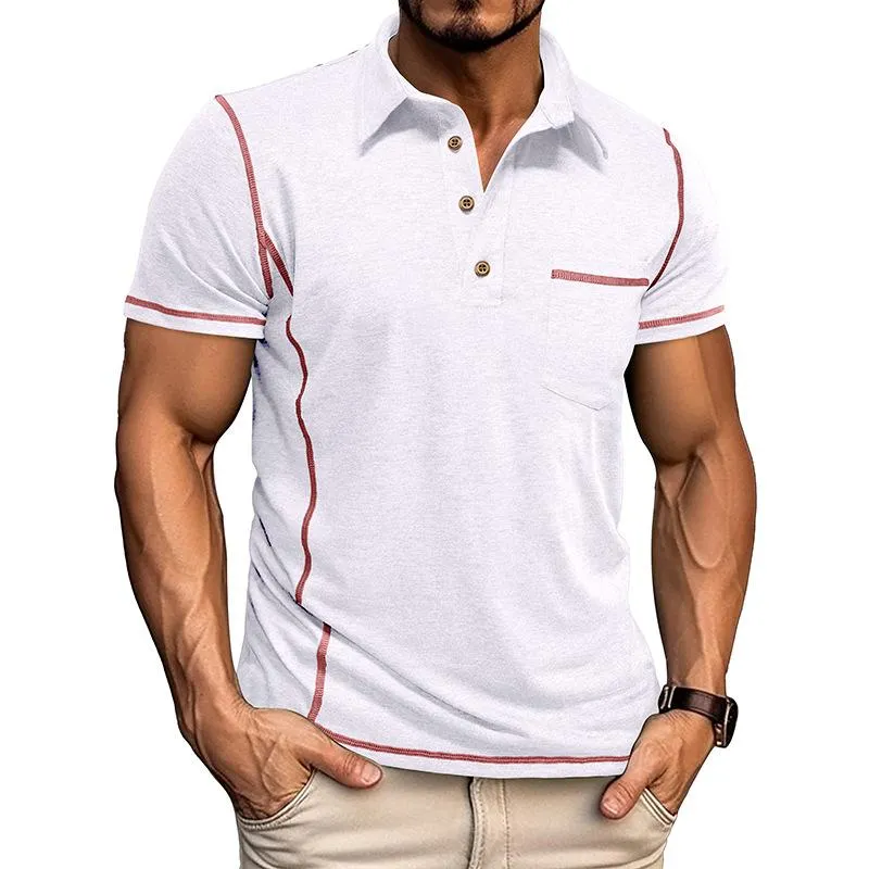 Men's Casual Contrast Lapel Slim Fit Short Sleeve Polo Shirt 79115019M sold by Manly product image thumbnail 4