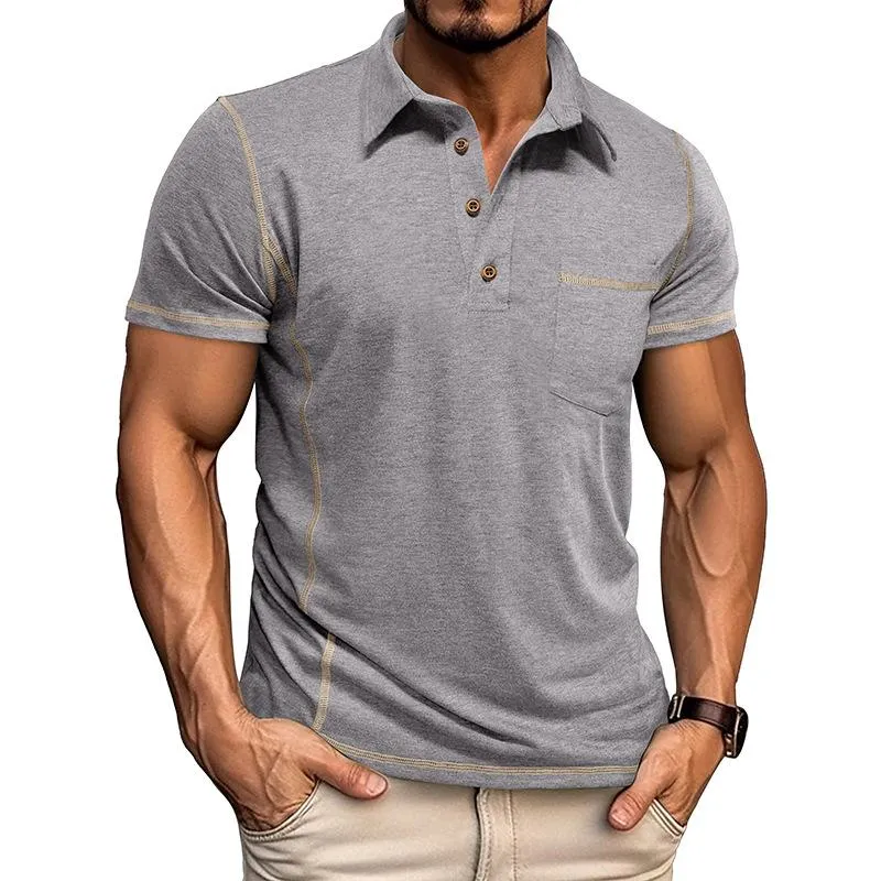 Men's Casual Contrast Lapel Slim Fit Short Sleeve Polo Shirt 79115019M sold by Manly product image thumbnail 3