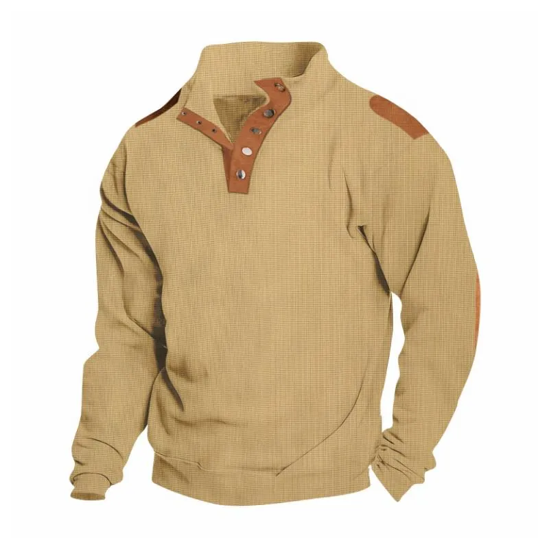 Men's Casual Button Stand Collar Loose Jacquard Tactical Sweatshirt 86150131M sold by Manly product image thumbnail 3