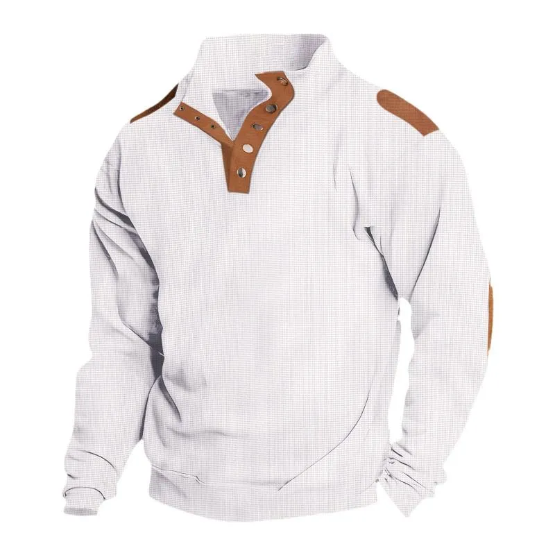 Men's Casual Button Stand Collar Loose Jacquard Tactical Sweatshirt 86150131M sold by Manly product image thumbnail 5