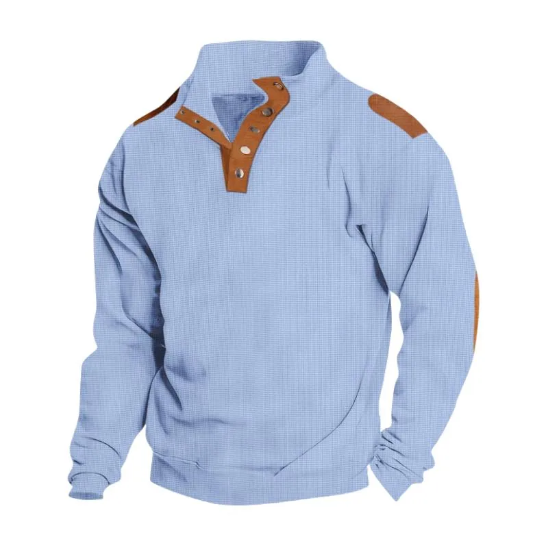 Men's Casual Button Stand Collar Loose Jacquard Tactical Sweatshirt 86150131M sold by Manly product image thumbnail 2