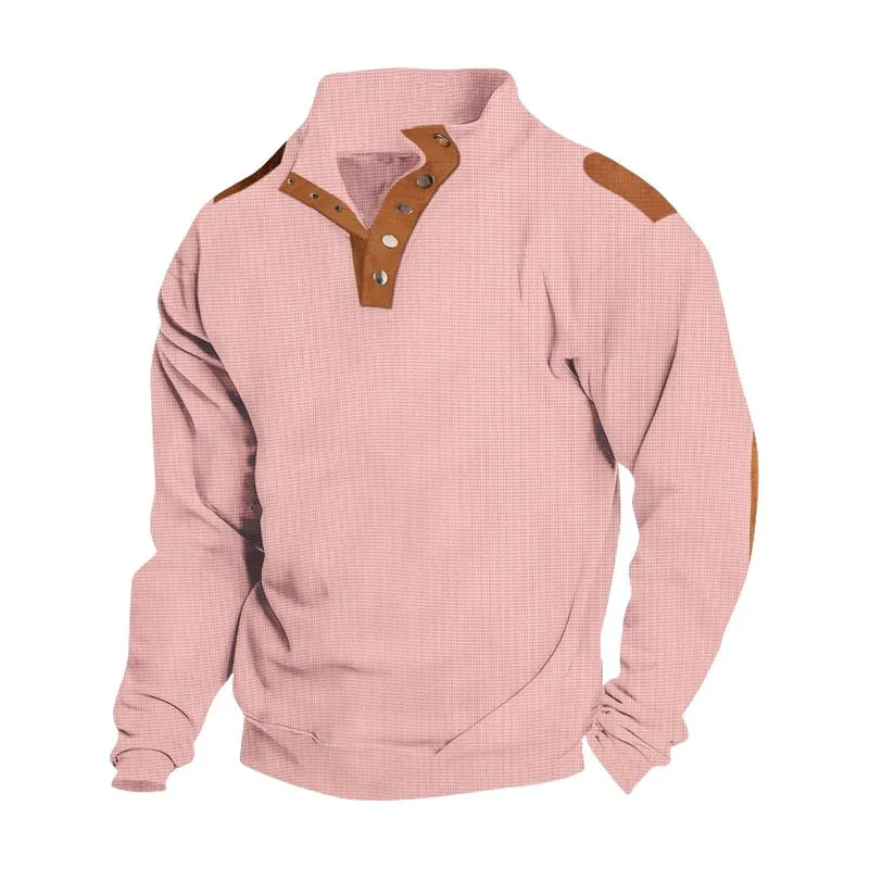 Men's Casual Button Stand Collar Loose Jacquard Tactical Sweatshirt 86150131M sold by Manly product image thumbnail 4